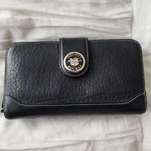 Vintage Dooney & Bourke Black Leather Organizer Wallet And Checkbook Holder